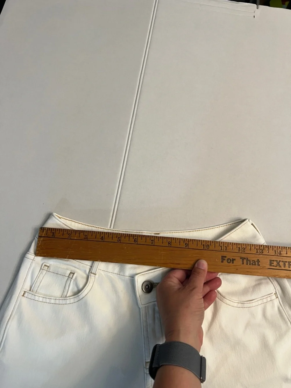 HALARA ASYMMETRIC WHITE STRETCH DENIM WIDE LEG JEANS PANTS SIZE XS NEW - Picture 12 of 16